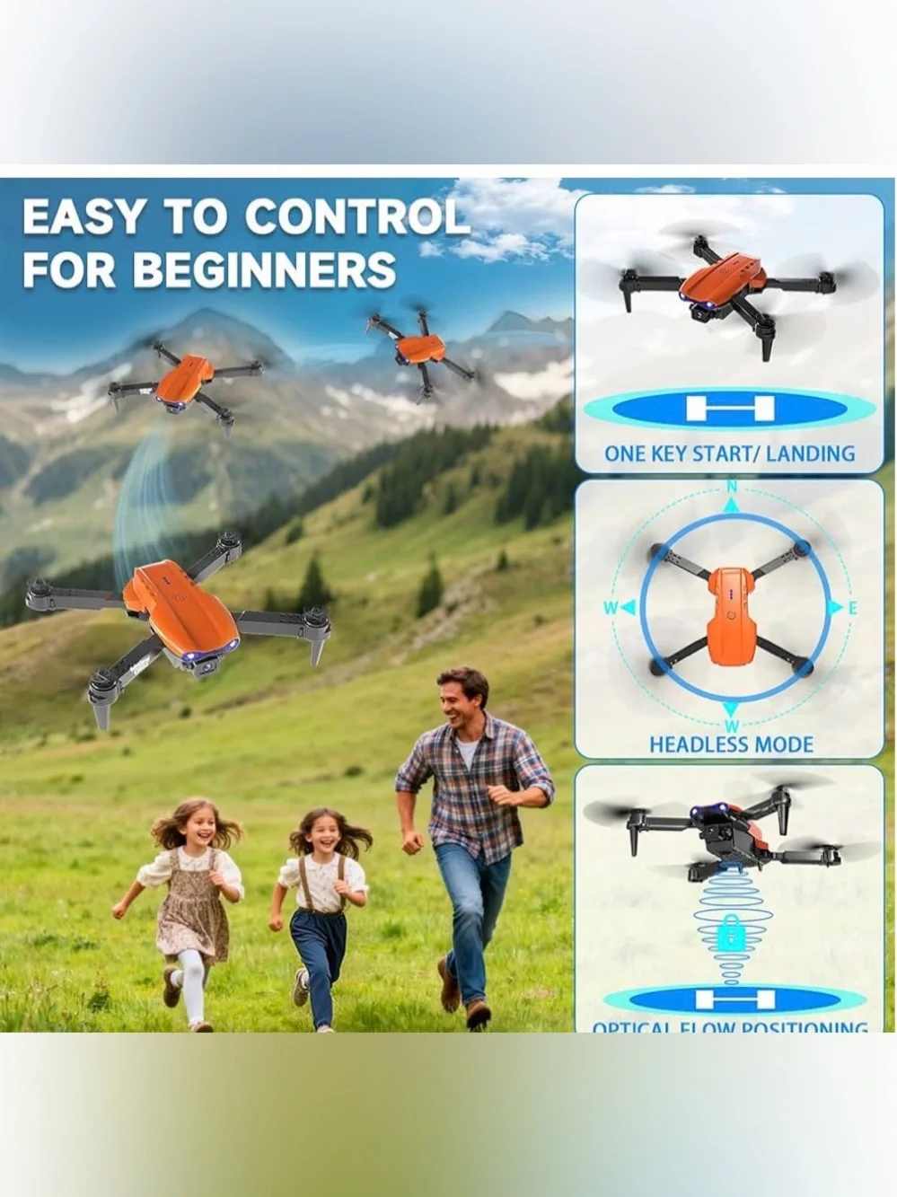 HD Camera UAV E99 Drone - Orange NWT